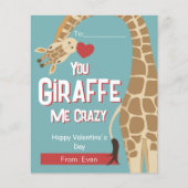 Giraffe Me Crazy Kids Valentine' Day Card (Vorderseite)