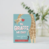 Giraffe Me Crazy Kids Valentine' Day Card Einladung (Stehend Vorderseite)