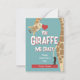 Giraffe Me Crazy Kids Valentine' Day Card Mitteilungskarte
