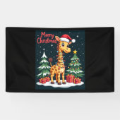 Giraffe Merry Christmas Tree Lighting Santa Giraff Banner (Horizontal)