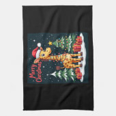 Giraffe Merry Christmas Tree Lighting Santa Giraff Geschirrtuch (Vertikal)