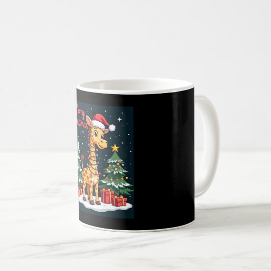 Giraffe Merry Christmas Tree Lighting Santa Giraff Kaffeetasse (VorderseiteRechts)