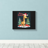 Giraffe Merry Christmas Tree Lighting Santa Giraff Leinwanddruck (Insitu (Holzboden))
