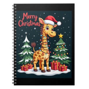 Giraffe Merry Christmas Tree Lighting Santa Giraff Notizblock