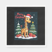 Giraffe Merry Christmas Tree Lighting Santa Giraff Serviette (Vorderseite)