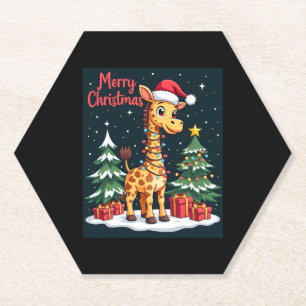 Giraffe Merry Christmas Tree Lighting Santa Giraff Untersetzer