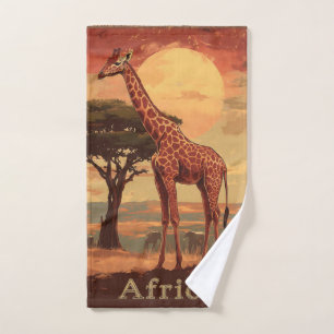 Giraffe mit afrikanischem Sonnenuntergang - Vintag Handtuch