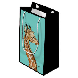 Giraffe mit aquamarinem Hintergrund Kleine Geschenktüte