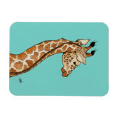 Giraffe mit aquamarinem Hintergrund Magnet (Horizontal)
