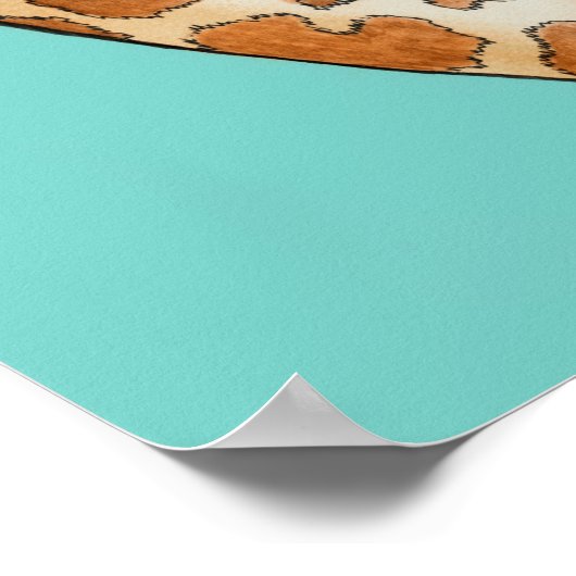Giraffe mit aquamarinem Hintergrund Poster (Ecke)