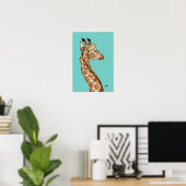 Giraffe mit aquamarinem Hintergrund Poster (Heimbüro)