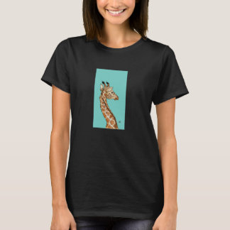 Giraffe mit aquamarinem Hintergrund T-Shirt