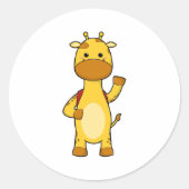 Giraffe mit Backpack Runder Aufkleber (Vorderseite)
