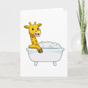 Giraffe mit Badewanne mit Schaum Karte