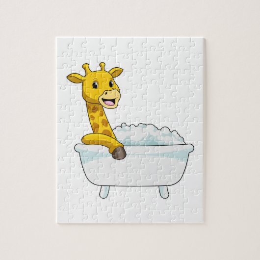 Giraffe mit Badewanne mit Schaum Puzzle (Vertikal)