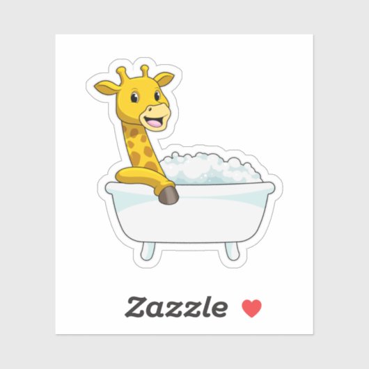 Giraffe mit Badewanne mit Schaumstoff Aufkleber (Blatt)