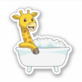 Giraffe mit Badewanne mit Schaumstoff Aufkleber (Vorderseite)