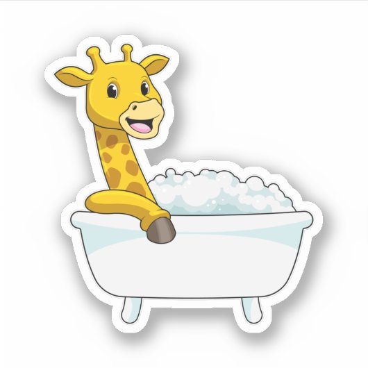 Giraffe mit Badewanne mit Schaumstoff Aufkleber (Vorderseite)