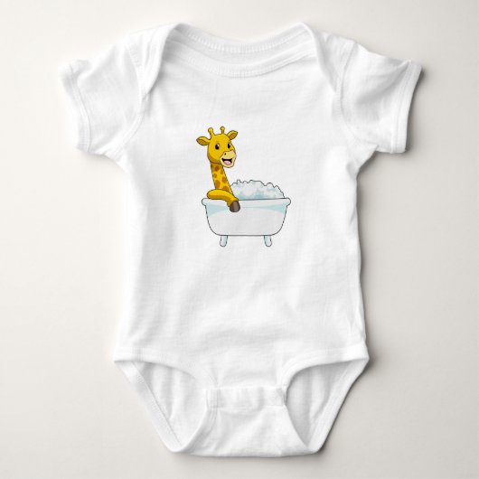 Giraffe mit Badewanne mit Schaumstoff Baby Strampler (Vorderseite)