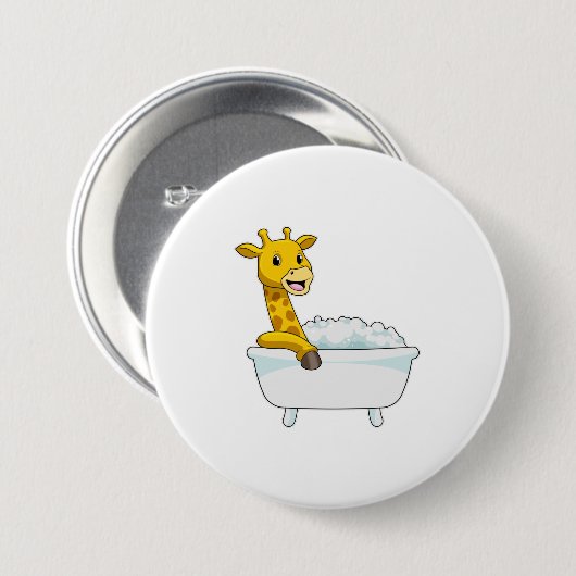 Giraffe mit Badewanne mit Schaumstoff Button (Vorne & Hinten)