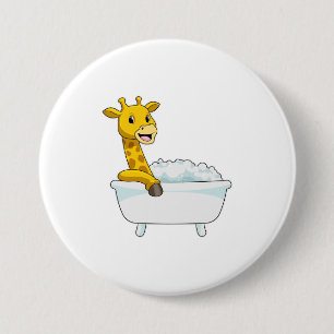 Giraffe mit Badewanne mit Schaumstoff Button