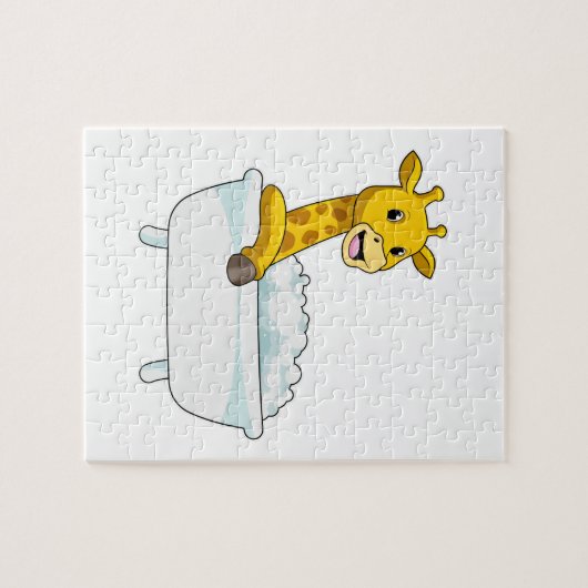 Giraffe mit Badewanne mit Schaumstoff Puzzle (Horizontal)