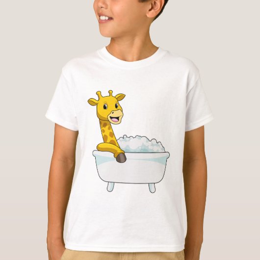 Giraffe mit Badewanne mit Schaumstoff T-Shirt (Vorderseite)