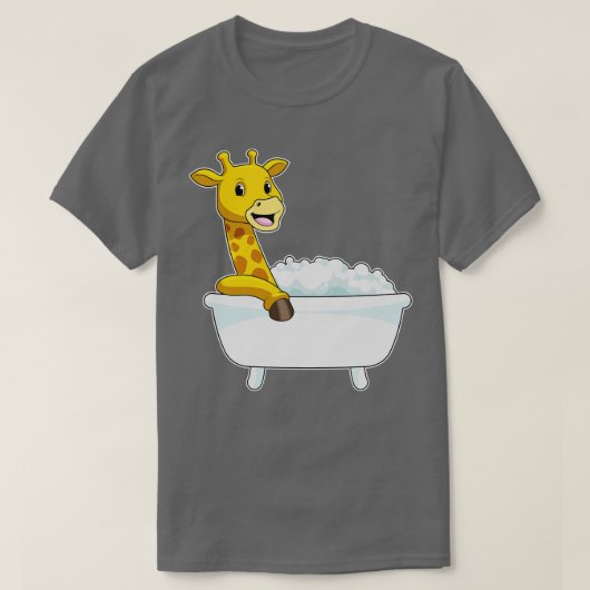 Giraffe mit Badewanne mit Schaumstoff T-Shirt (Design vorne)