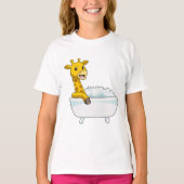 Giraffe mit Badewanne mit Schaumstoff T-Shirt (Vorderseite)