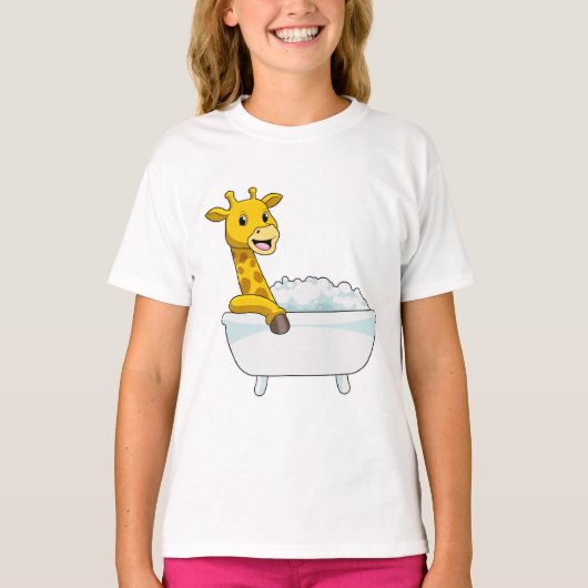Giraffe mit Badewanne mit Schaumstoff T-Shirt (Vorderseite)