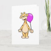Giraffe mit Ballon Karte (Vorderseite)