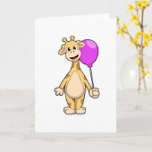 Giraffe mit Ballon Karte (Gelbe Blume)