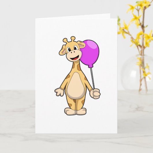 Giraffe mit Ballon Karte (Gelbe Blume)