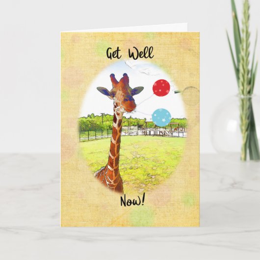 Giraffe mit Balloons wird gut Karte (Vorderseite)