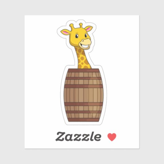 Giraffe mit Barrel Aufkleber (Blatt)