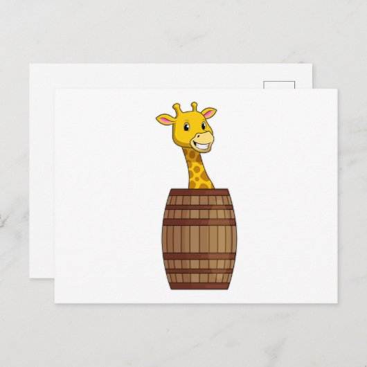 Giraffe mit Barrel Postkarte (Vorne/Hinten)