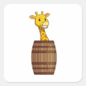 Giraffe mit Barrel Quadratischer Aufkleber (Vorderseite)