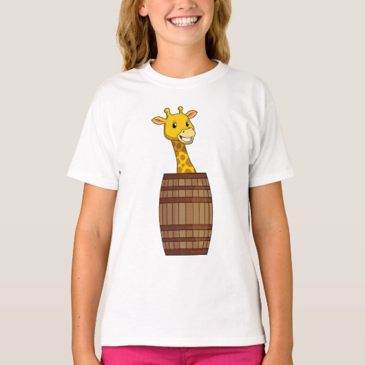 Giraffe mit Barrel T-Shirt (Vorderseite)