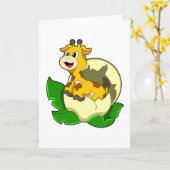 Giraffe mit Blatt & Ei Karte (Gelbe Blume)