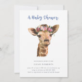 Giraffe mit Blumenkrone Einladung (Vorderseite)