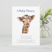 Giraffe mit Blumenkrone Einladung (Stehend Vorderseite)