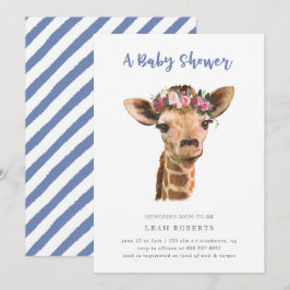 Giraffe mit Blumenkrone Einladung