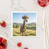 Giraffe mit Blumenkrone Serviette (Beispiel)