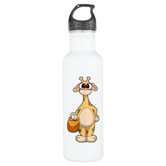 Giraffe mit Brille & Beutel Edelstahlflasche (Vorderseite)