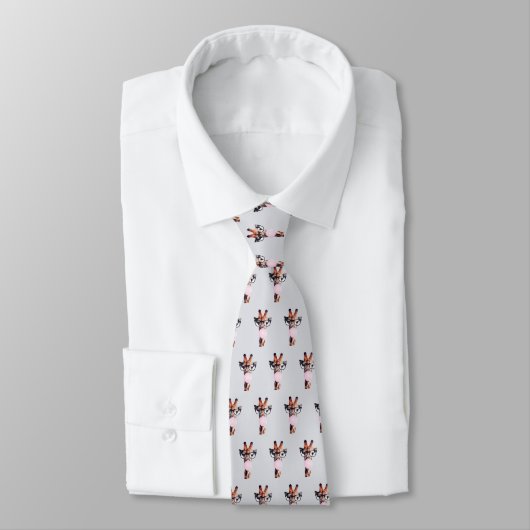 Giraffe mit Brille bläst rosa Kaugummi Krawatte (Gebunden)
