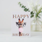 Giraffe mit Brille Happy Birthday Postkarte (Stehend Vorderseite)