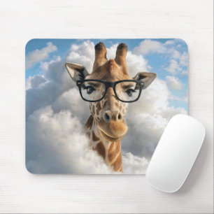 Giraffe mit Brille in der Wolke Mousepad