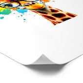 Giraffe mit Brille und farbenfroher Splash - Farbe Poster (Ecke)