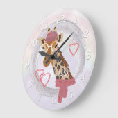 Giraffe mit Brille und roter Bettdecke Große Wanduhr (Winkel)
