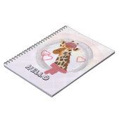 Giraffe mit Brille und roter Bettdecke Notizblock (Linke Seite)